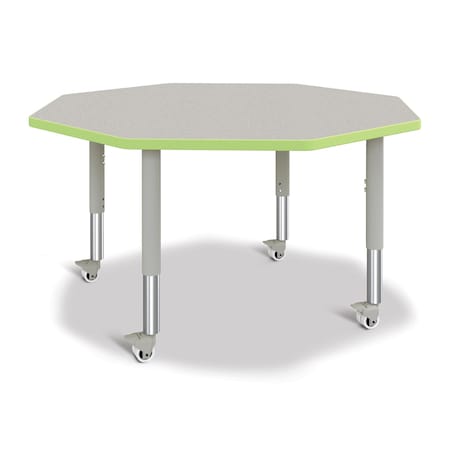 Jonti-Craft Berries Octagon Activity Table, 48 in. x 48 in., Mobile, Freckled Gray/Key Lime/Gray 6428JCM130